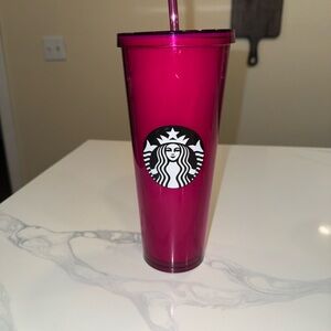 Starbucks Fuchsia Tumbler with Lid and Straw